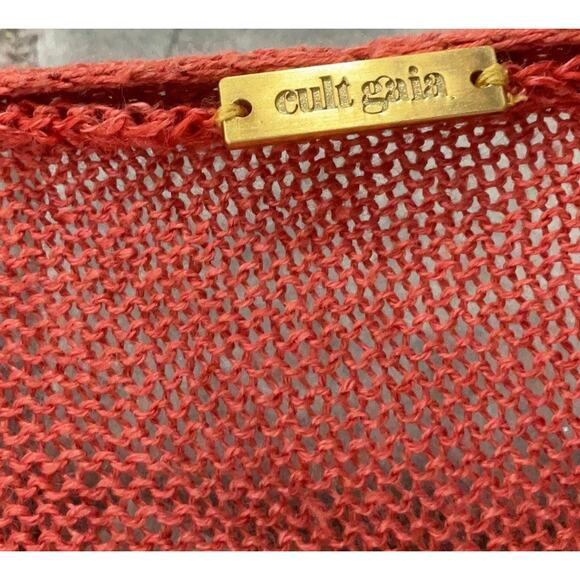 Cult Gaia Holly Linen Blend Tangerine Sleeveless Long Knit Top Cardigan Small - Picture 5 of 8